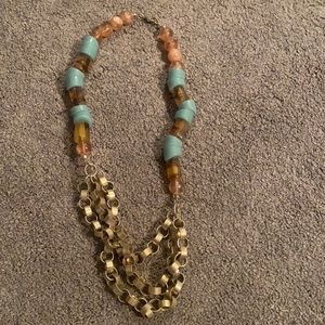 Eclectic necklace- beads and chain link